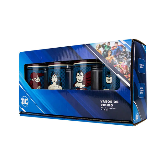 Vasos De Cristal -  Justice League Class Of Heroes - 4 Pack 570 Ml - Dc Comics
