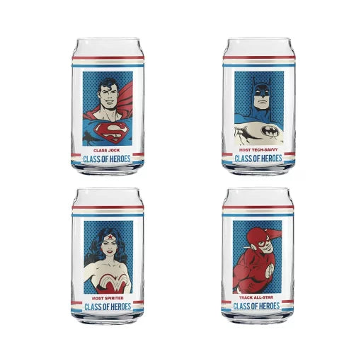 Vasos De Cristal -  Justice League Class Of Heroes - 4 Pack 570 Ml - Dc Comics