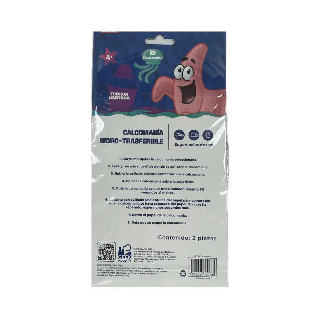 Calcomanías de tatuajes temporales Hidrotransferible de Bob Esponja I