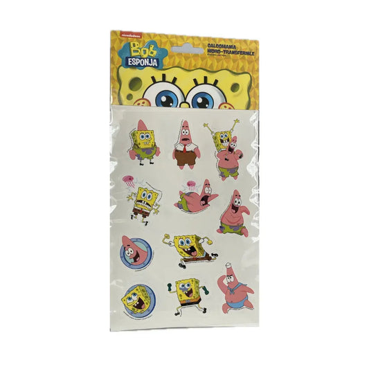 Calcomanías de tatuajes temporales Hidrotransferible de Bob Esponja II