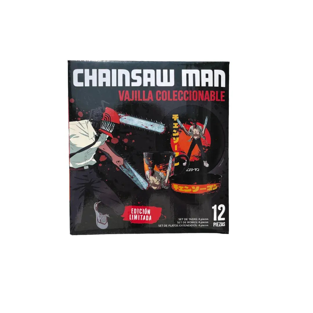 GEEK INDUSTRY VAJILLA CHAINSAW MAN (4 TAZAS, 4 BOWLS, 4 PLATOS) EDICIÓN LIMITADA