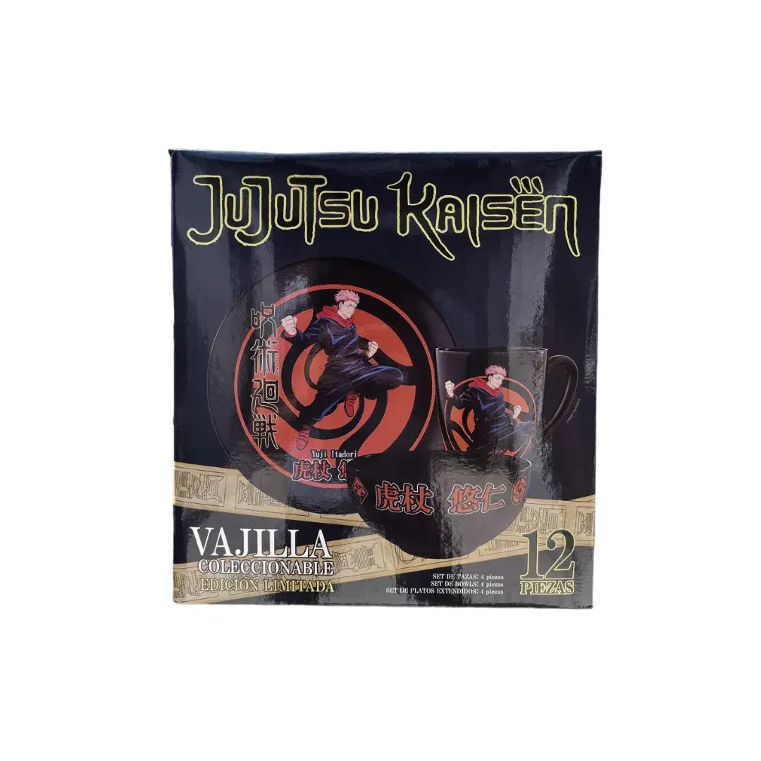 GEEK INDUSTRY VAJILLA JUJUTSU KAISEN (4 TAZAS, 4 BOWLS, 4 PLATOS) EDICIÓN LIMITADA