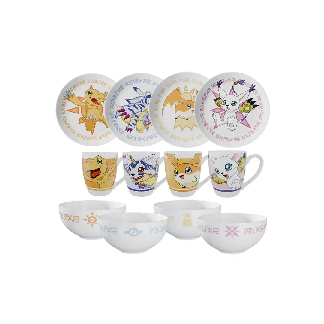 GEEK INDUSTRY VAJILLA DIGIMON (4 TAZAS, 4 BOWLS, 4 PLATOS) EDICIÓN LIMITADA