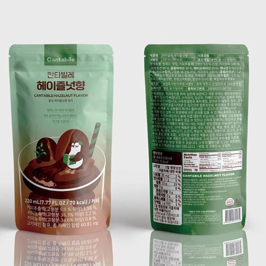 BEBIDA COREANA EN BOLSA SABOR CAFÉ CON AVELLANA 230ML